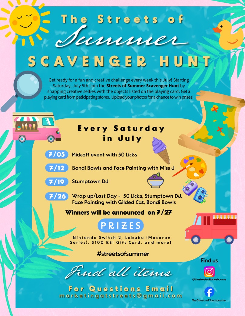 Streets of Tanasbourne Flyer A flyer for The Streets of Summer advertising the dates, events, and prizes.